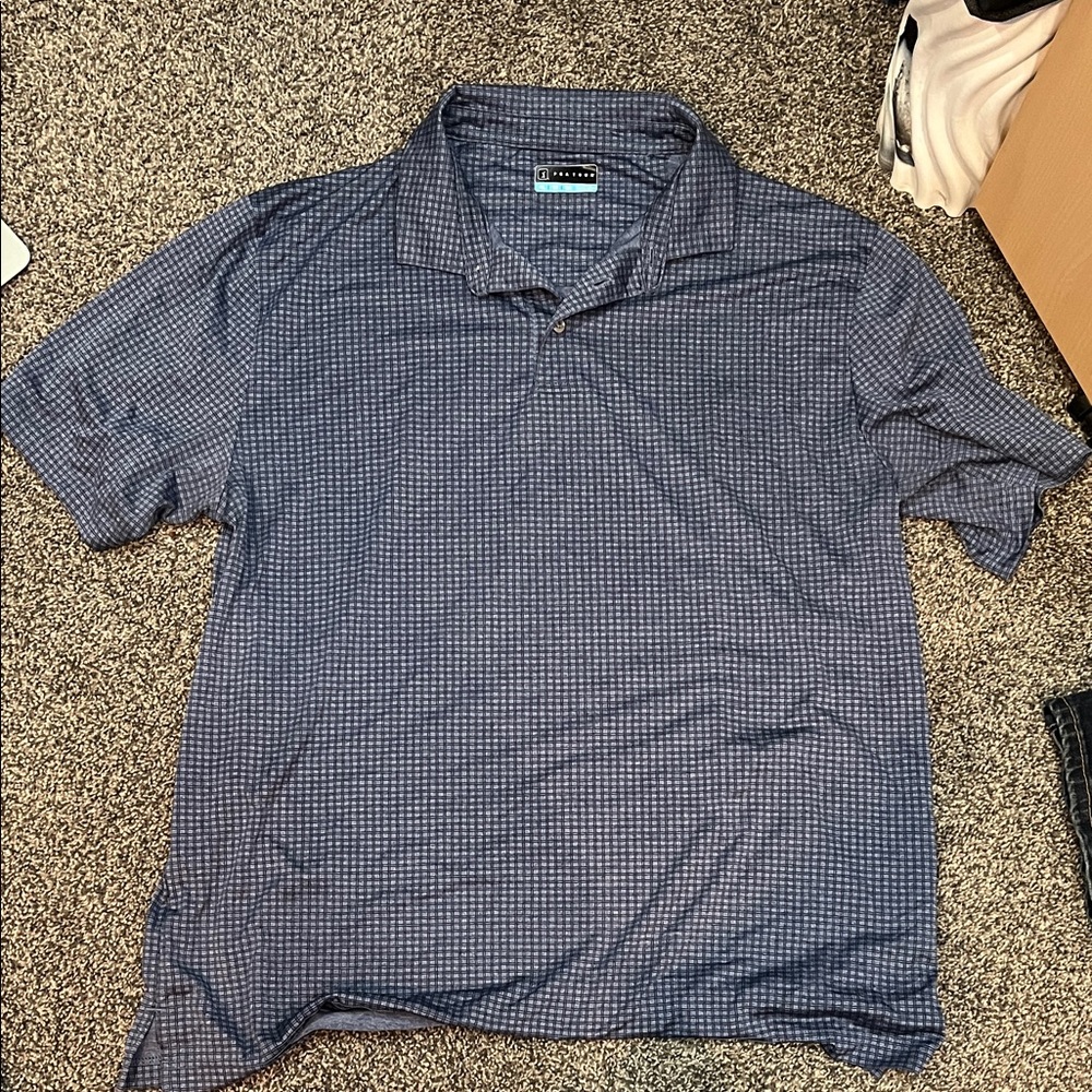 PGA Tour Blue Checkered Polo Shirt